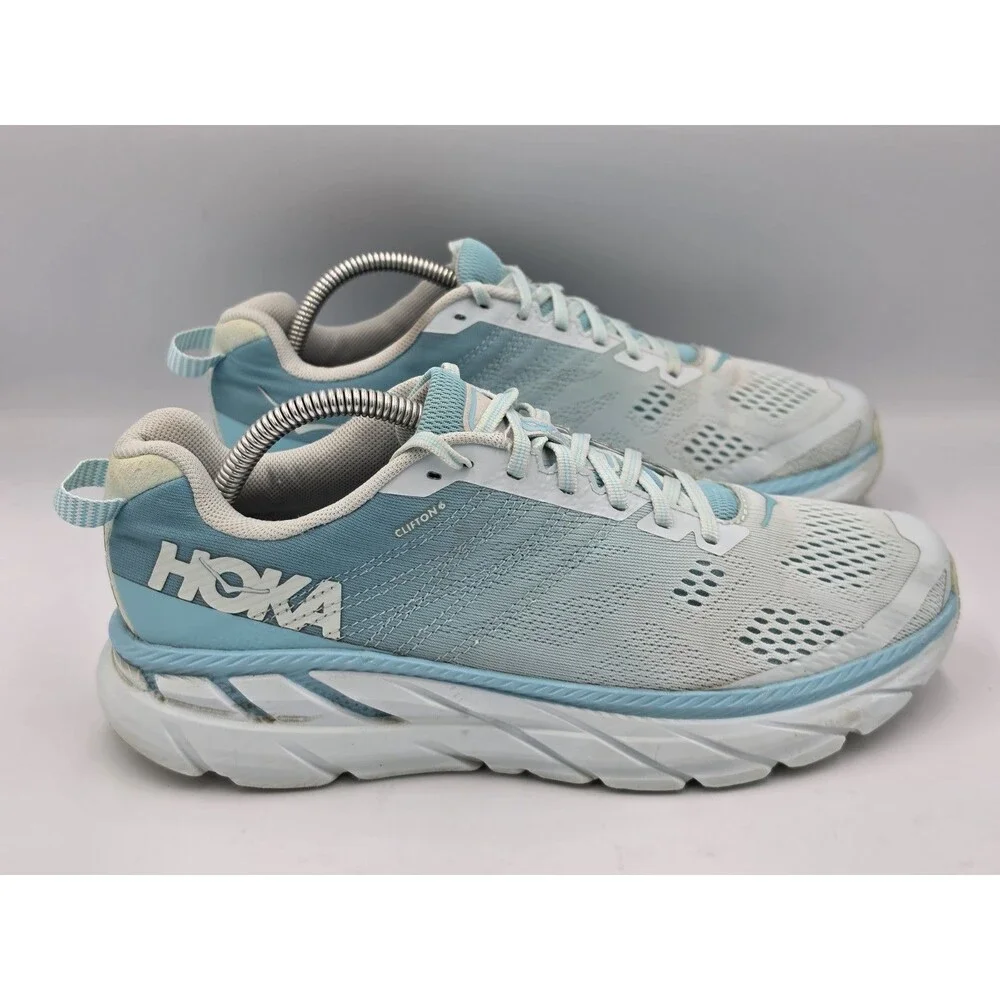 Hoka One One Clifton 6 W Women's Size 9.5 Running Walking Shoes Light Blue White